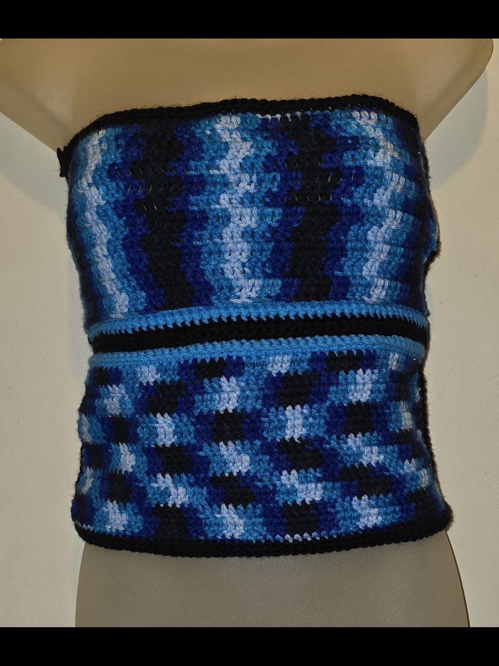 Blue Crochet Strapless Tube Top